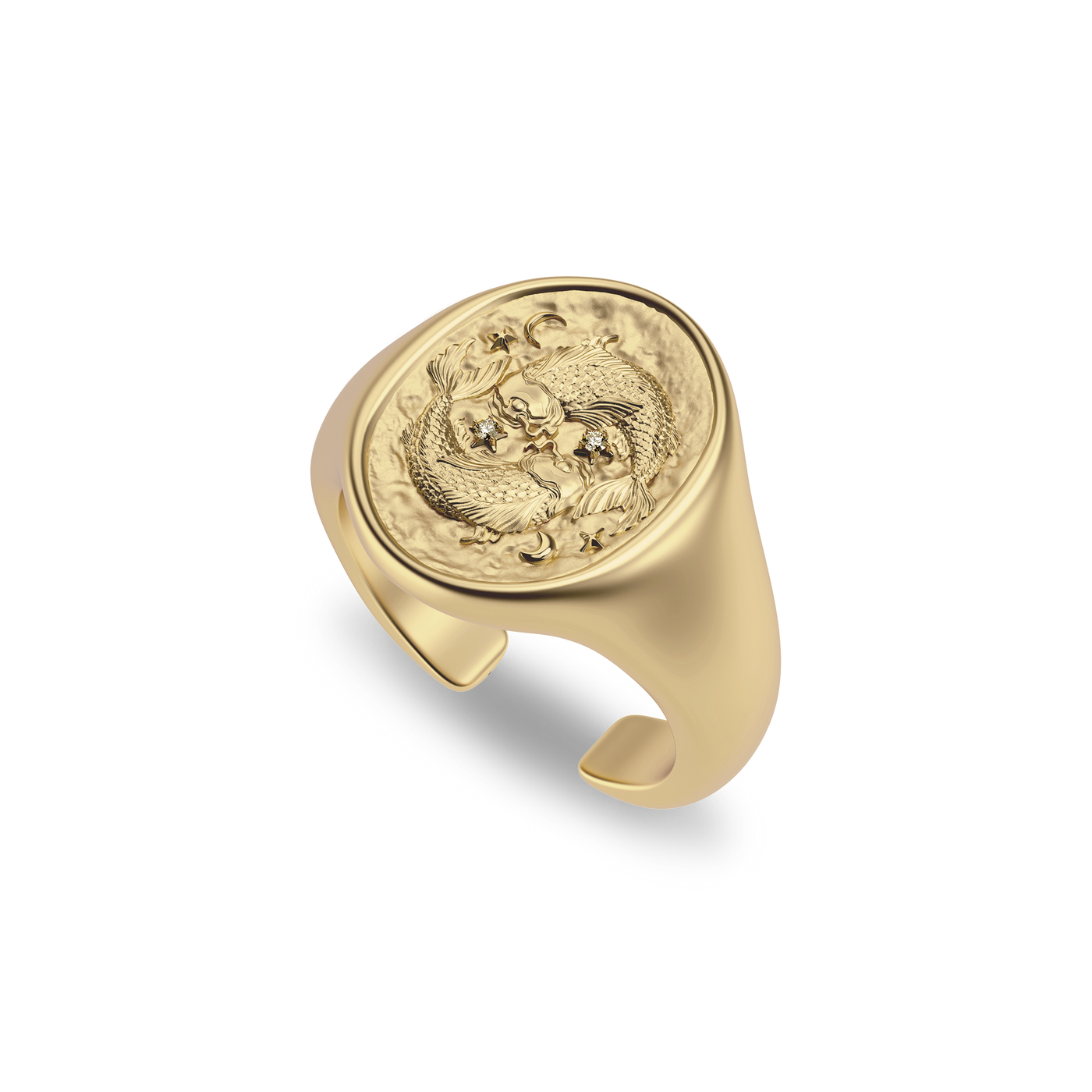 'Zodiac' Diamond Signet Ring, Pisces