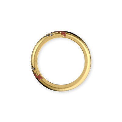 'The Baseball' Band Ring, White Diamond