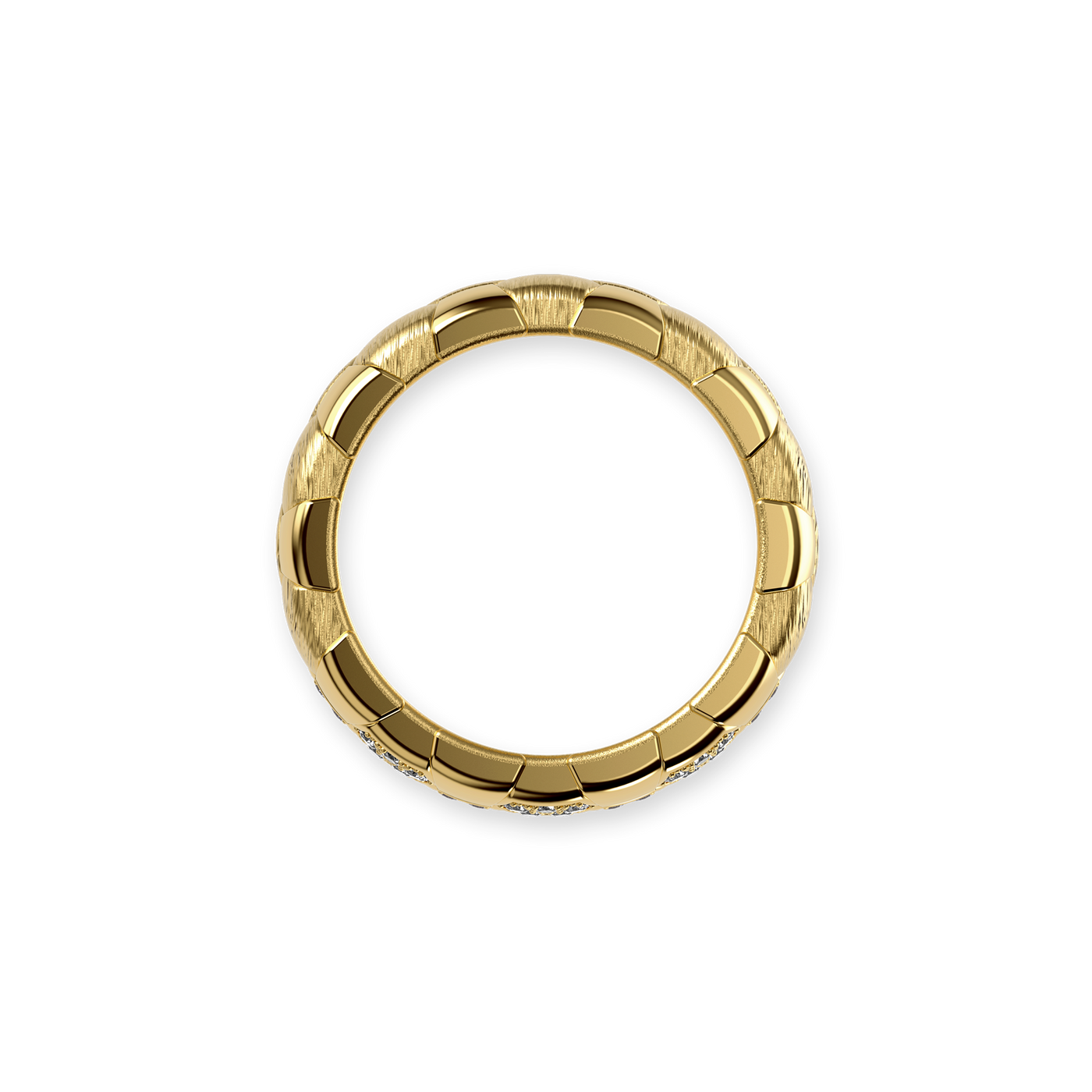 Anillo de banda "The Soccer", pavé de diamantes blancos