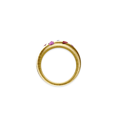 Bague dôme en pierre précieuse mosaïque