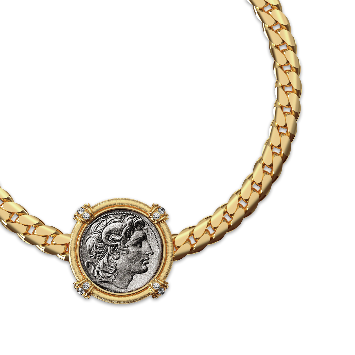 Bracelet pièce 'Le Grand Civitas' Alexandre le Grand, diamant blanc