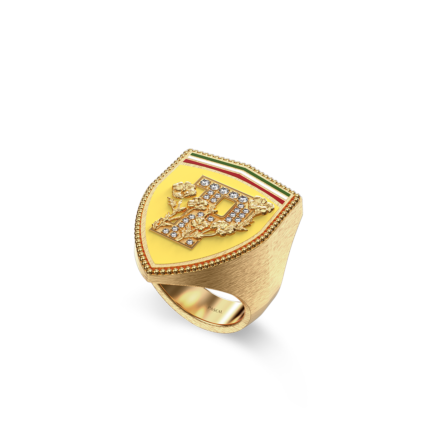 The Speed Shield Signet Ring, White Diamond Pavé - PASCAL