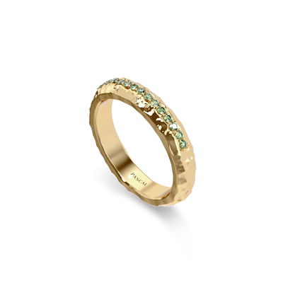 'Crunched' Bio-Versprechen Ring, Diamant Pavé