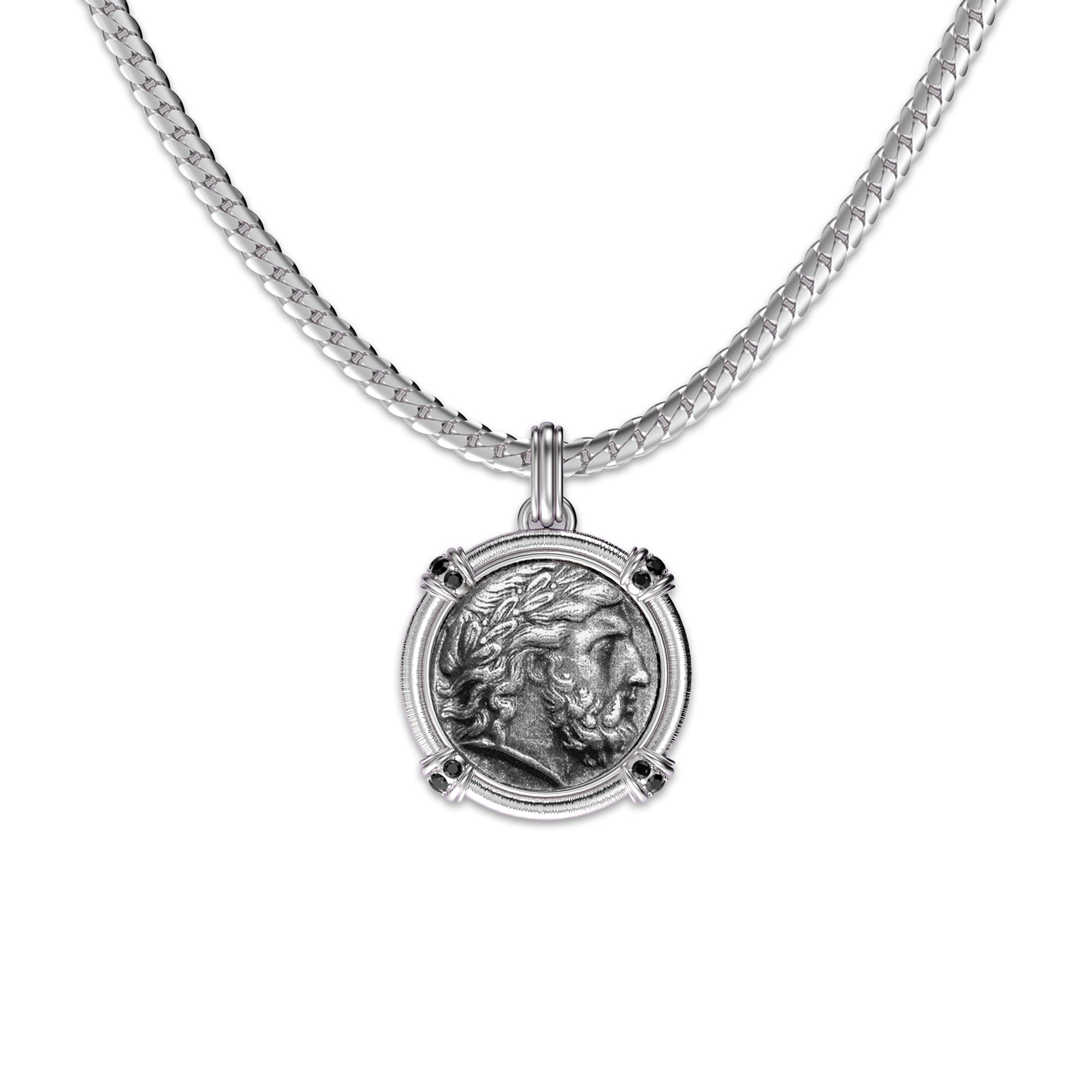 The Great Civitas Zeus Coin Pendant, Black Diamond - PASCAL