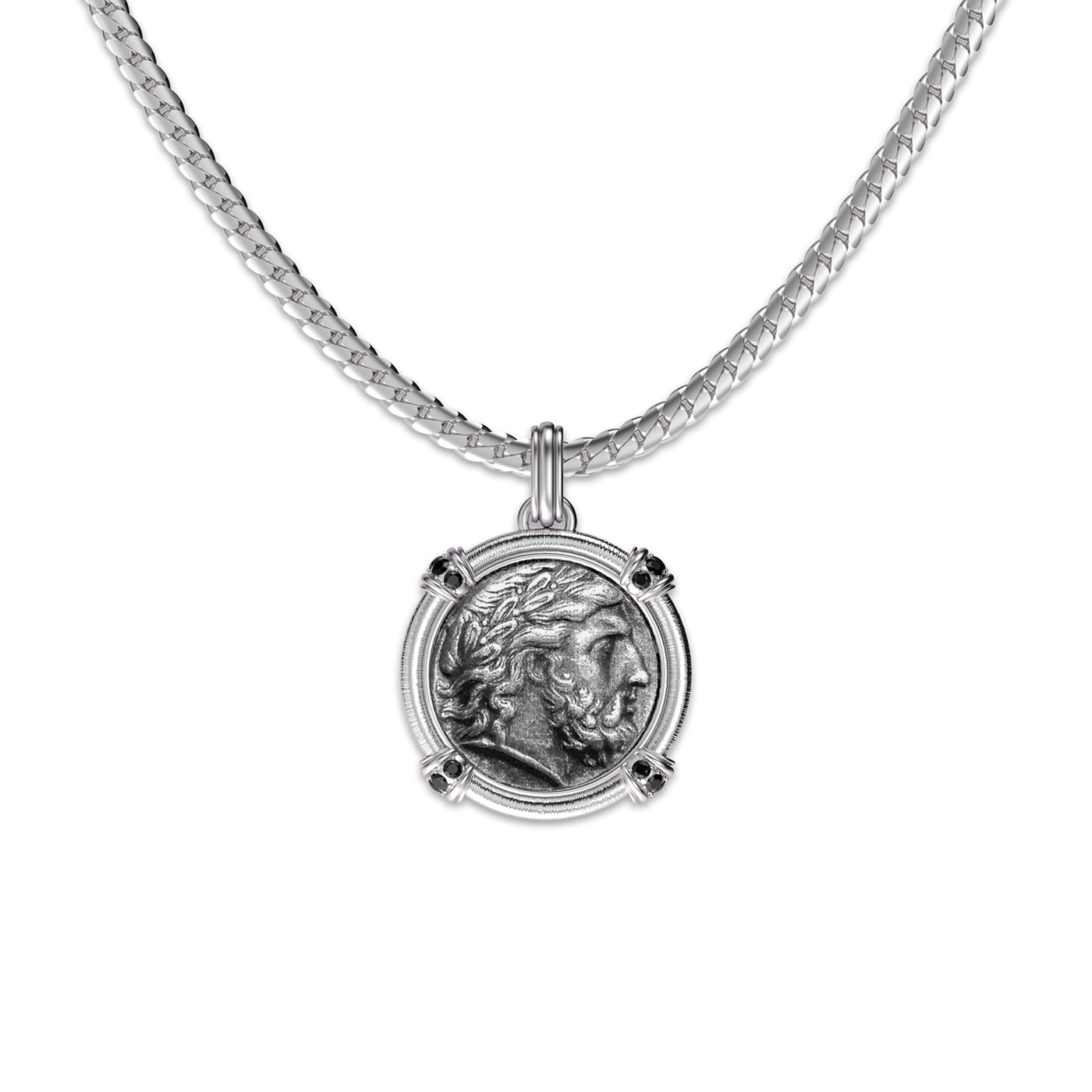 The Great Civitas Zeus Coin Pendant, Black Diamond - PASCAL