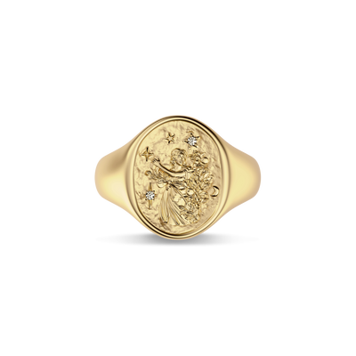 'Zodiac' Diamond Signet Ring, Virgo