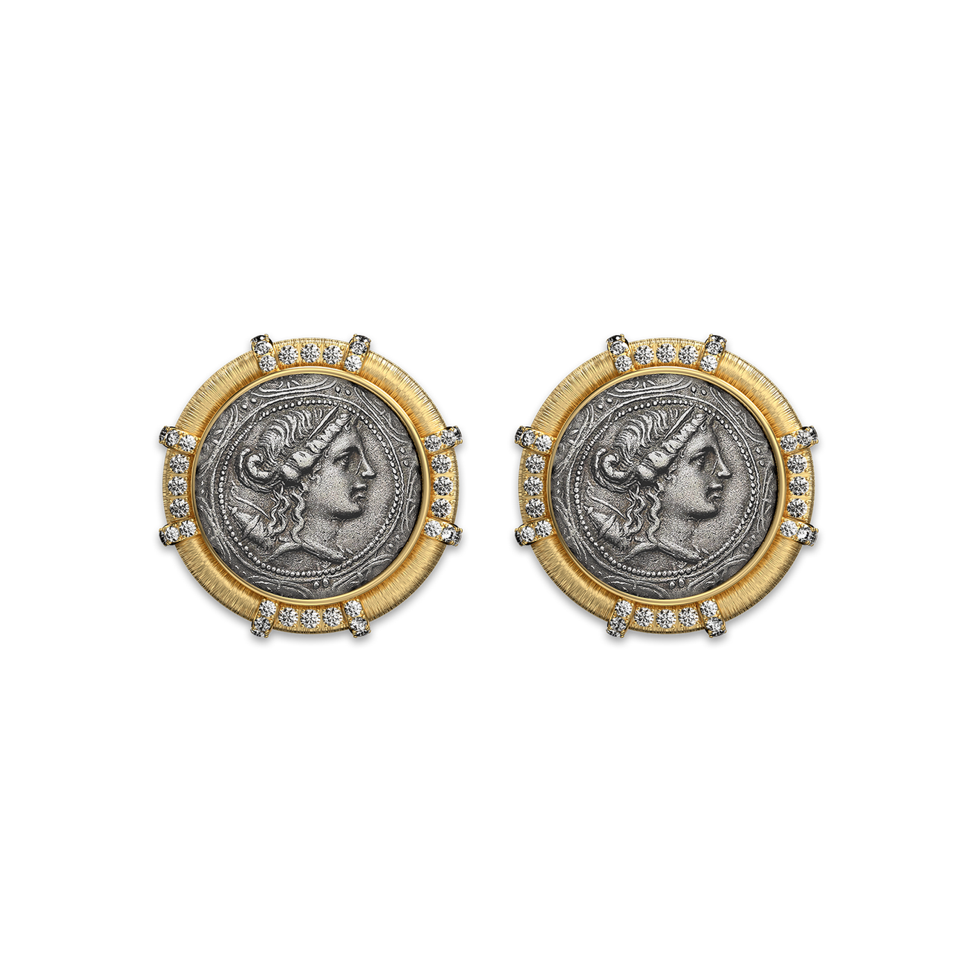 Pendientes de moneda 'The Great Civitas' Artemis, diamante blanco