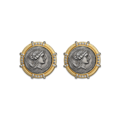 Pendientes de moneda 'The Great Civitas' Artemis, diamante blanco