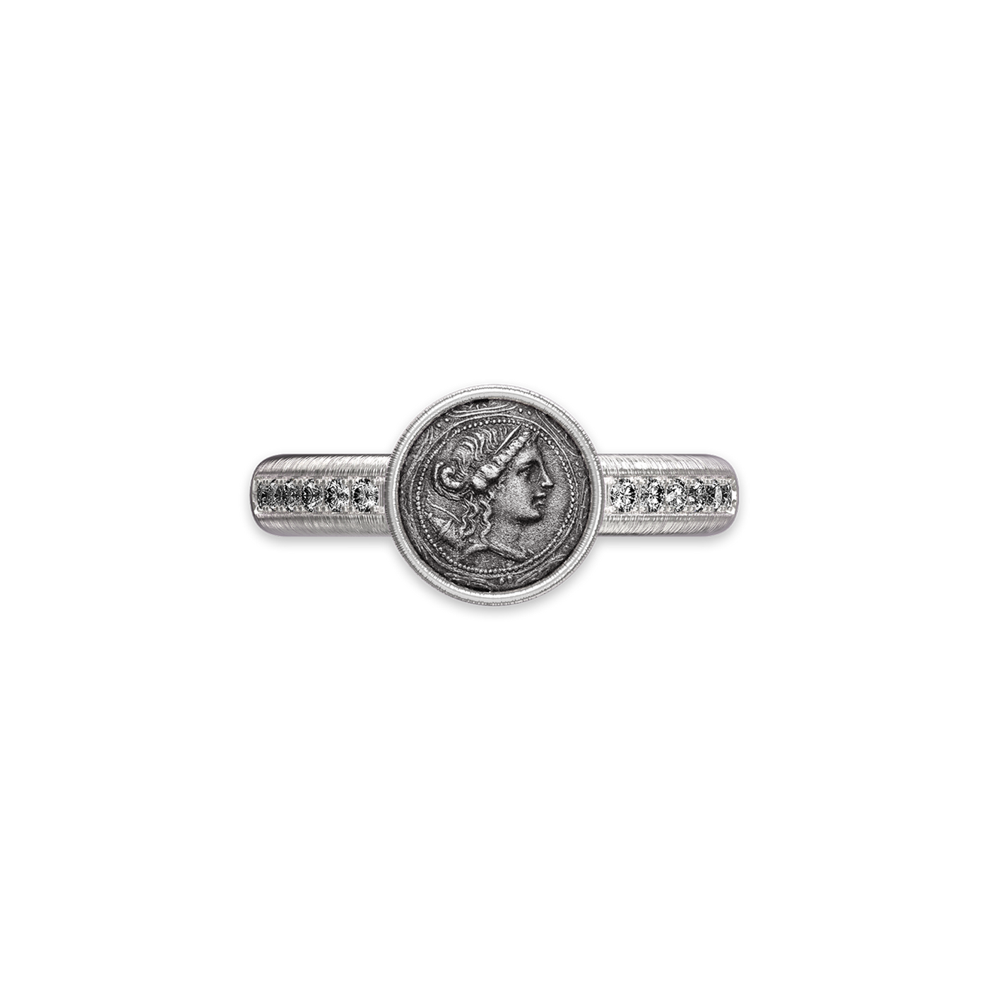 Anillo de dedo meñique 'The Great Civitas' Artemis Coin, diamante blanco