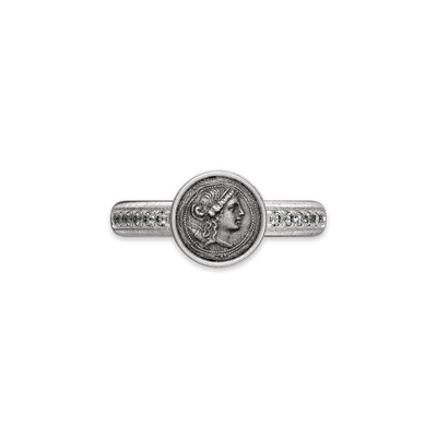 Anillo de dedo meñique 'The Great Civitas' Artemis Coin, diamante blanco