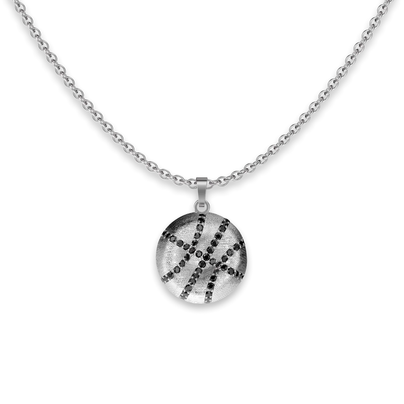 The Basketball Crooked Ball Pendant, Black Diamond Pavé - PASCAL