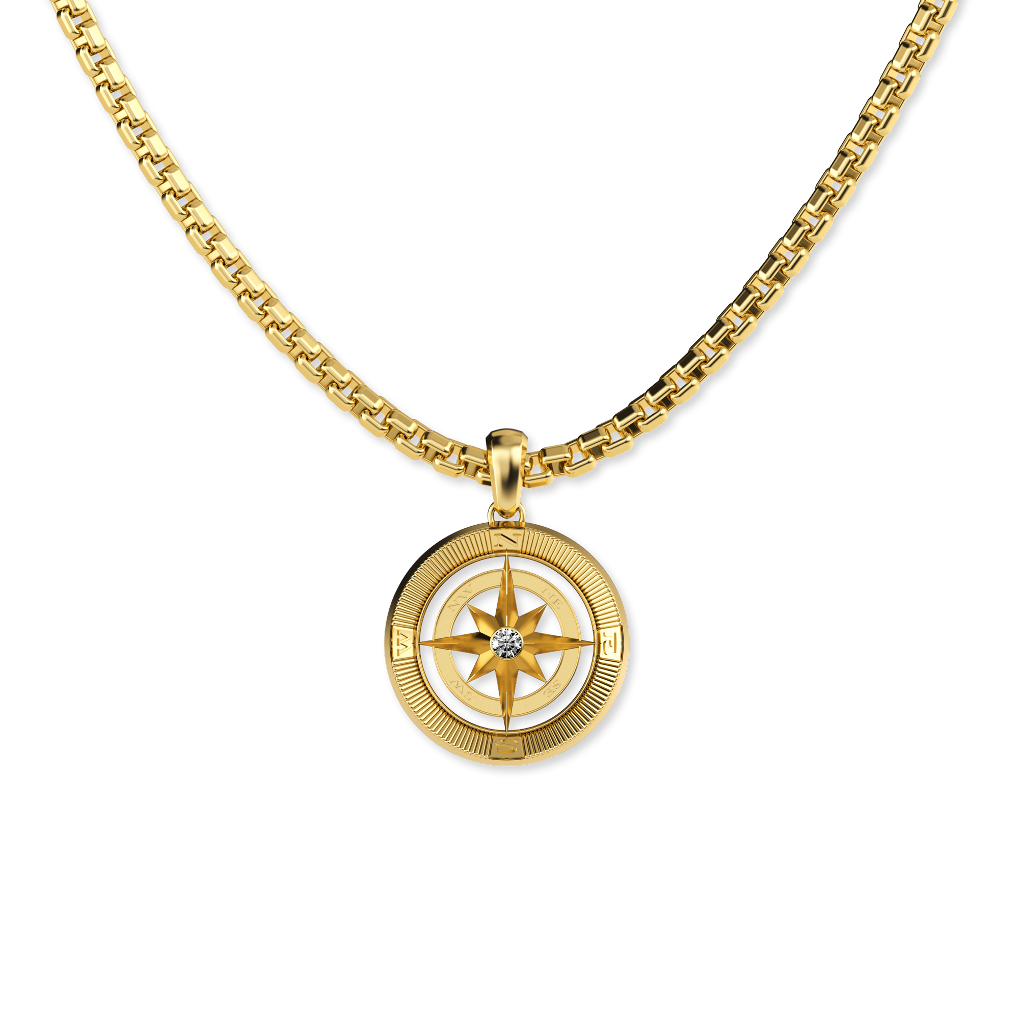 Compass Pendant, White Diamond - PASCAL