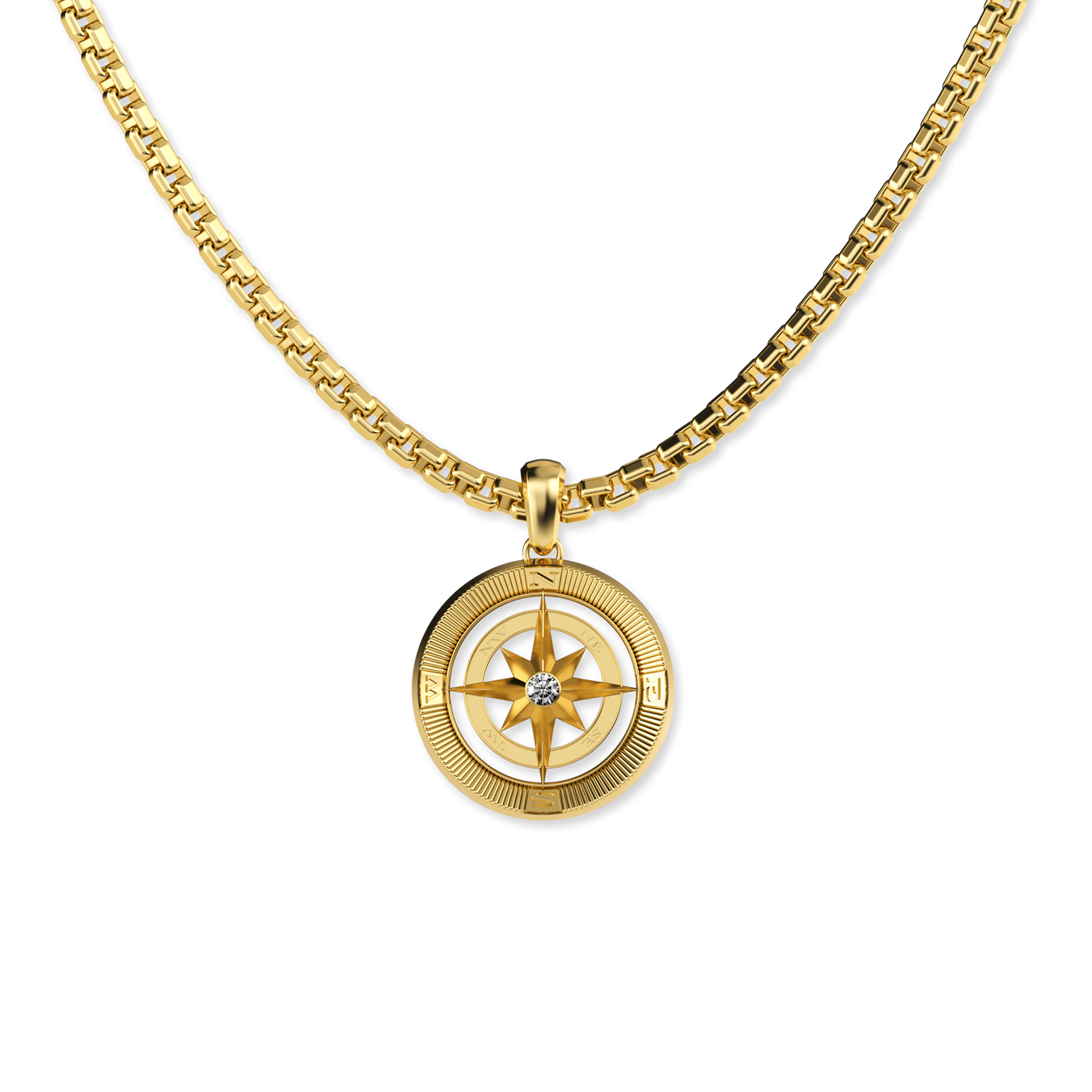 Compass Pendant, White Diamond - PASCAL