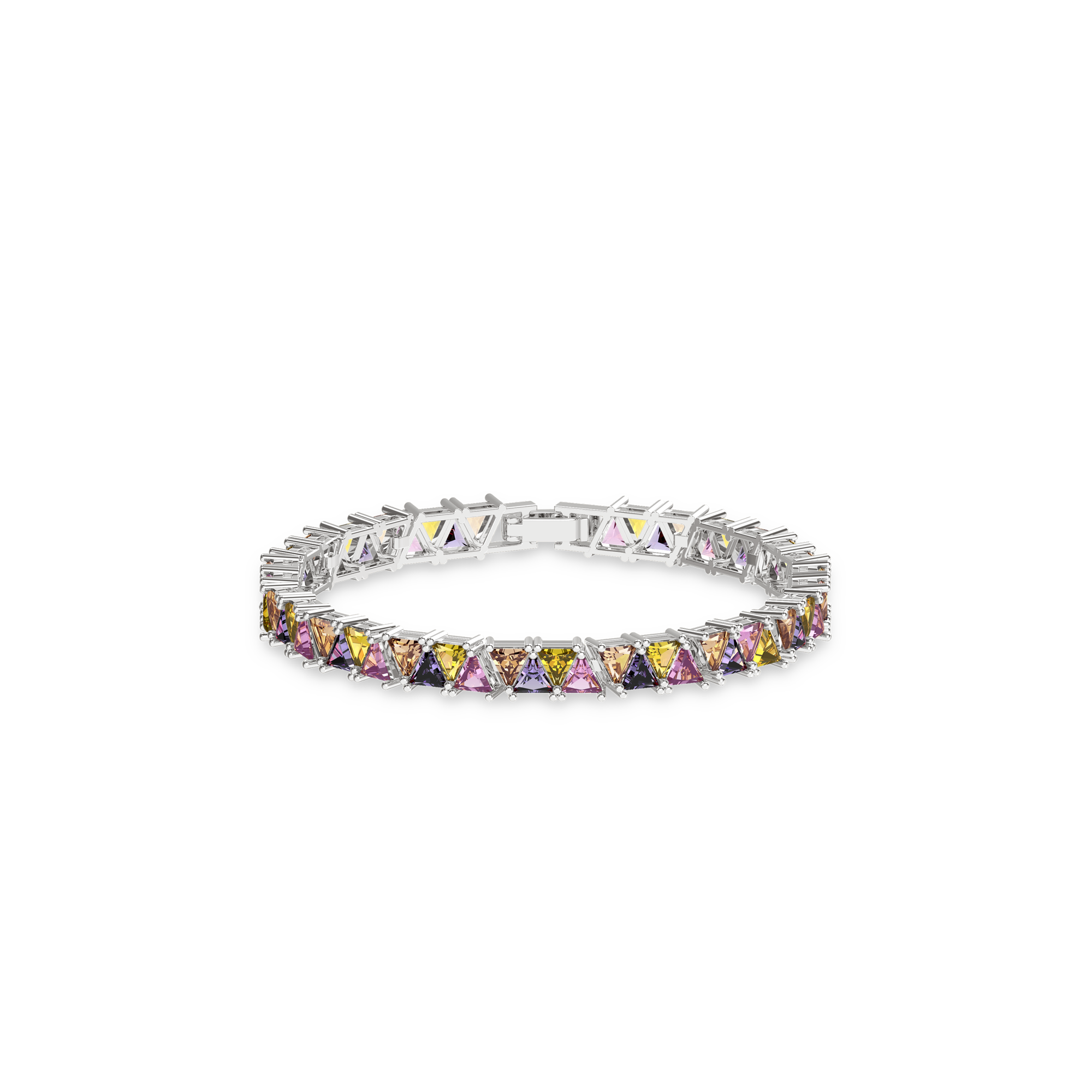 Trigon Gemstone Tennis Bracelet- PASCAL#color_18k-white-gold-plated-rainbow-gemstone