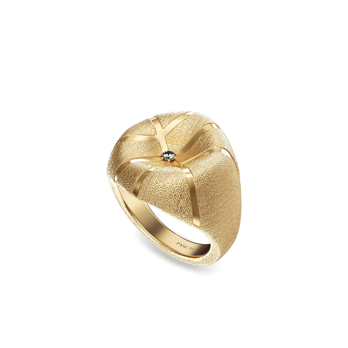 The Basketball Crooked Ball Ring, White Diamond - PASCAL