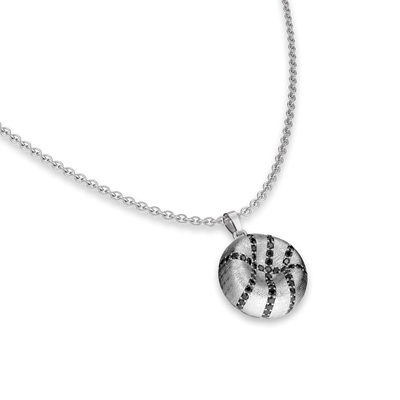 'The Basketball' Crooked Ball Pendant, Black Diamond Pavé