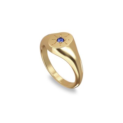 North Star Birthstone Signet Ring