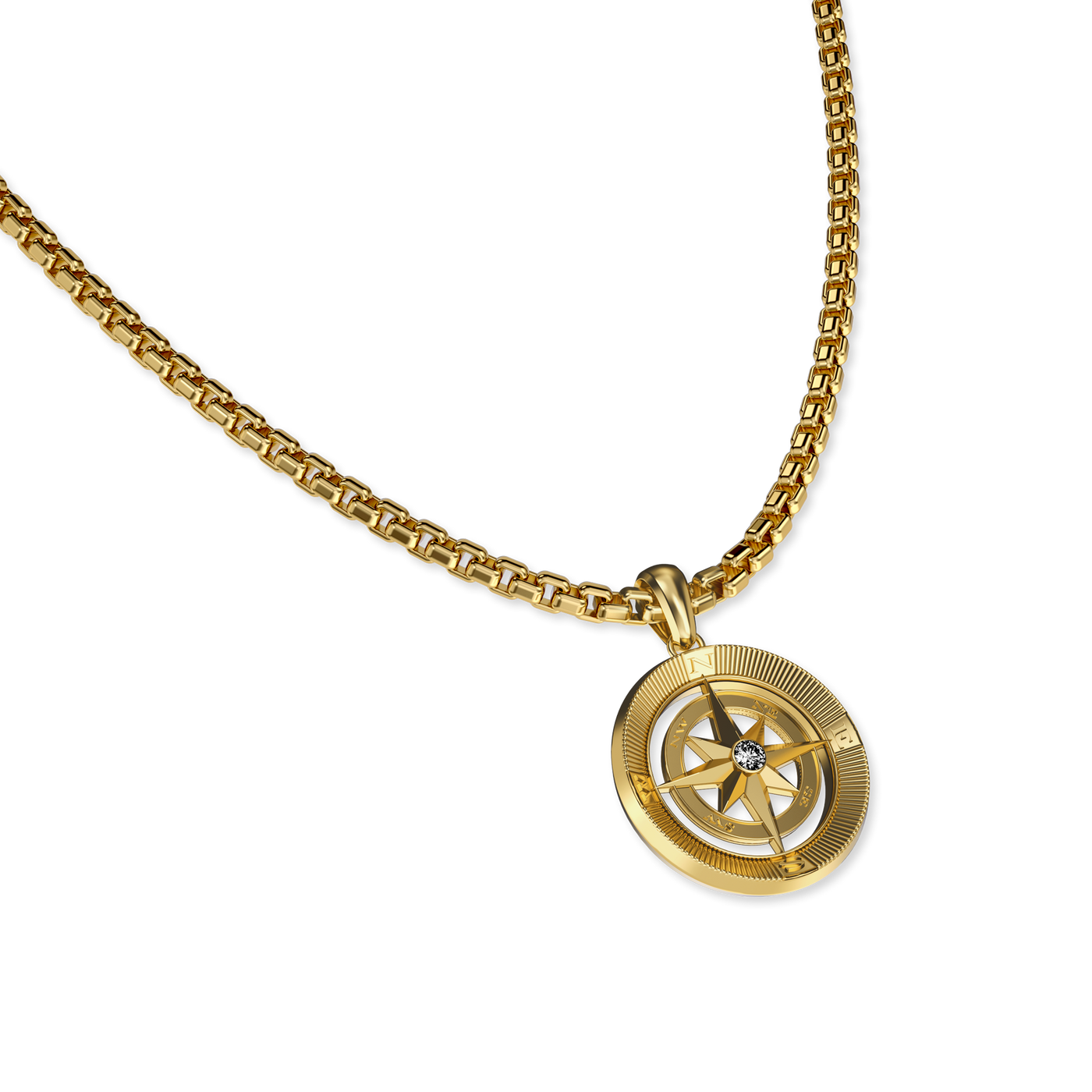 Colgante brújula, diamante blanco