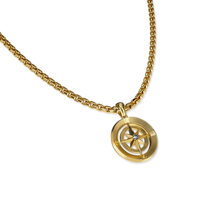 Colgante brújula, diamante blanco