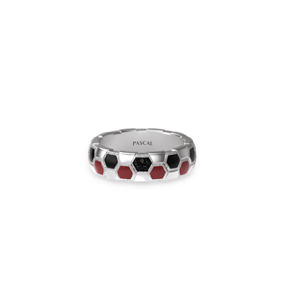 'The Soccer' Pharaohs Band Ring, Black Diamond