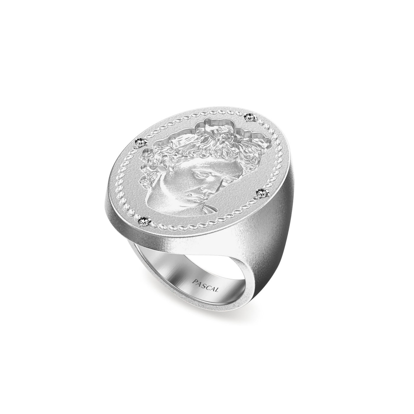 Anello Sigillo Apollo 'Olympus', Diamante Bianco