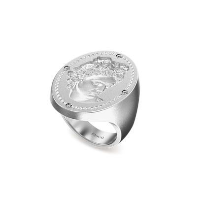 Anello Sigillo Apollo 'Olympus', Diamante Bianco