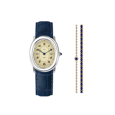 Oval Bubble Diamond Watch Gift Set in Abysmal Sea - PASCAL
