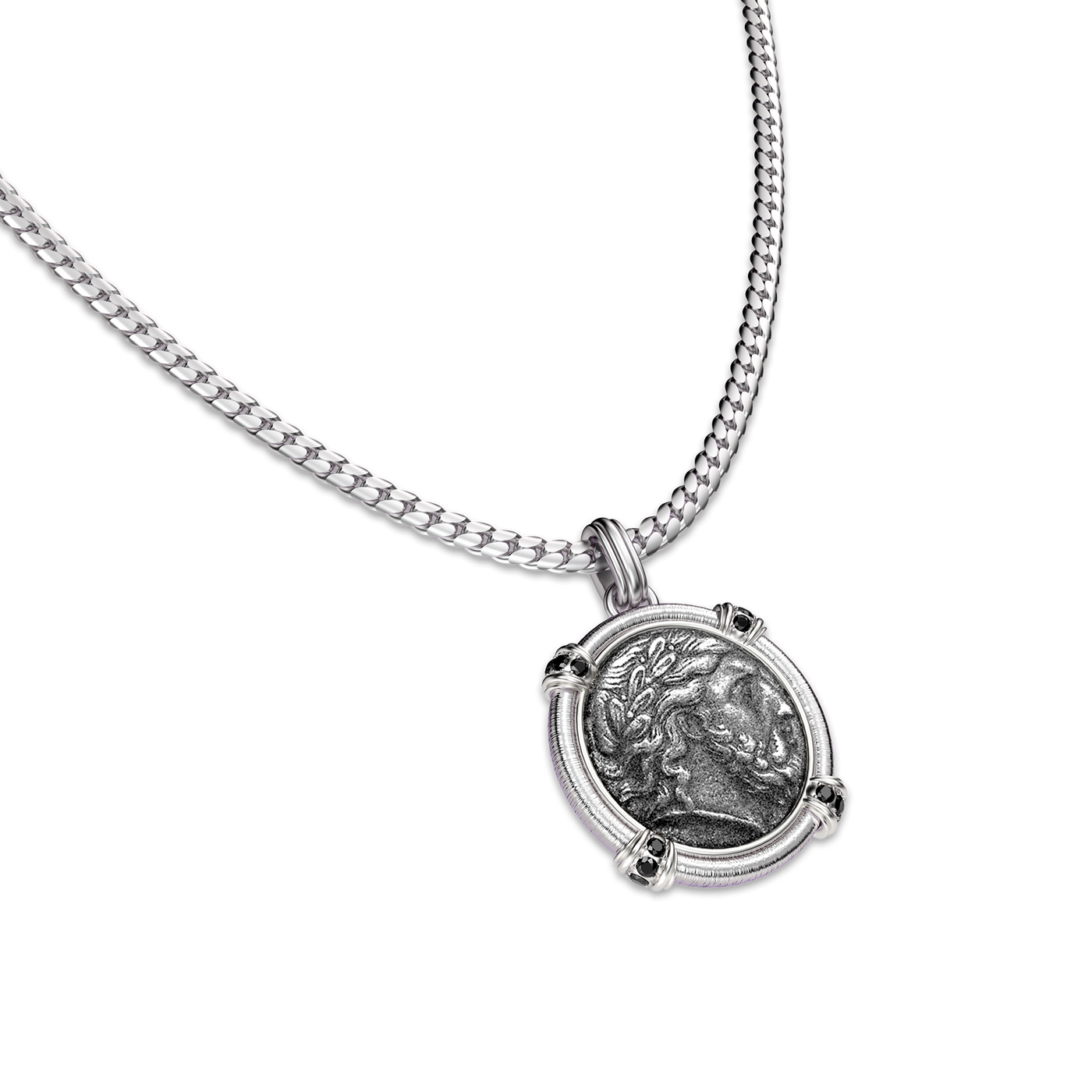 Ciondolo Moneta Zeus 'The Great Civitas', Diamante Nero