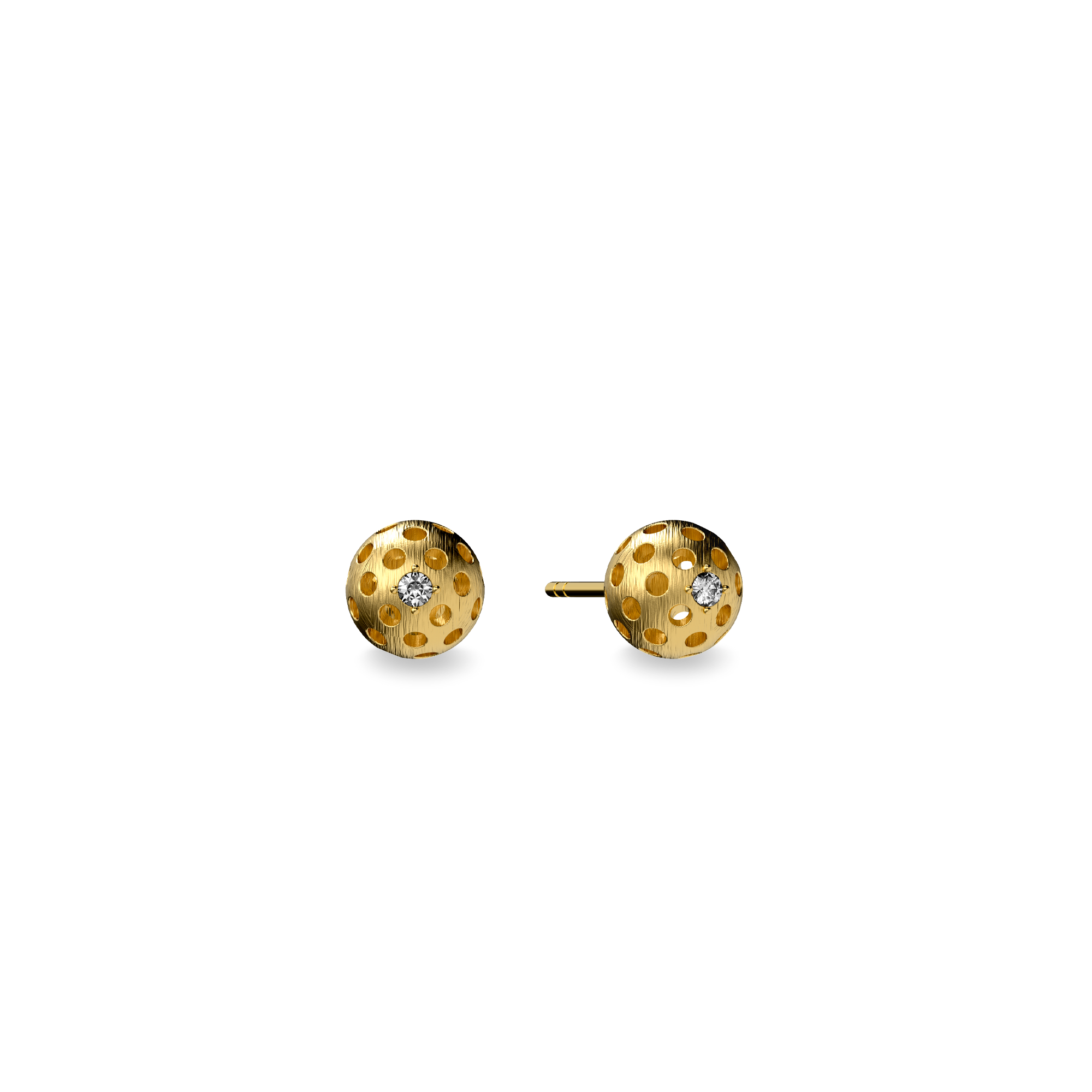 The Pickleball Ball Stud Earrings, White Diamond - PASCAL#color_18k-yellow-gold-vermeil-white-diamond
