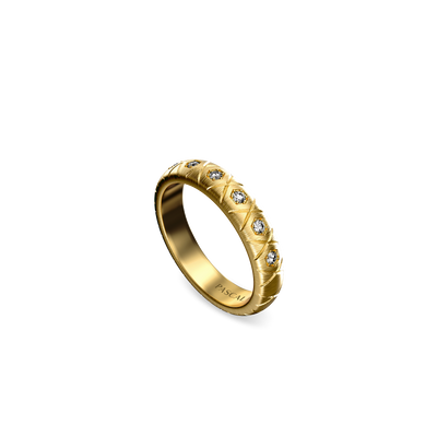 Honeycomb Band Ring, White Diamond