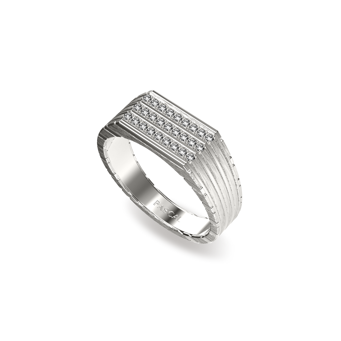 Anillo de banda de diamante Pave biselado