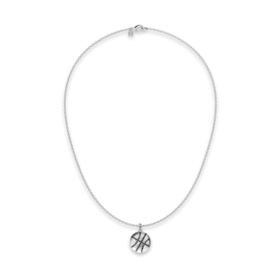 'The Basketball' Crooked Ball Pendant, Black Diamond Pavé