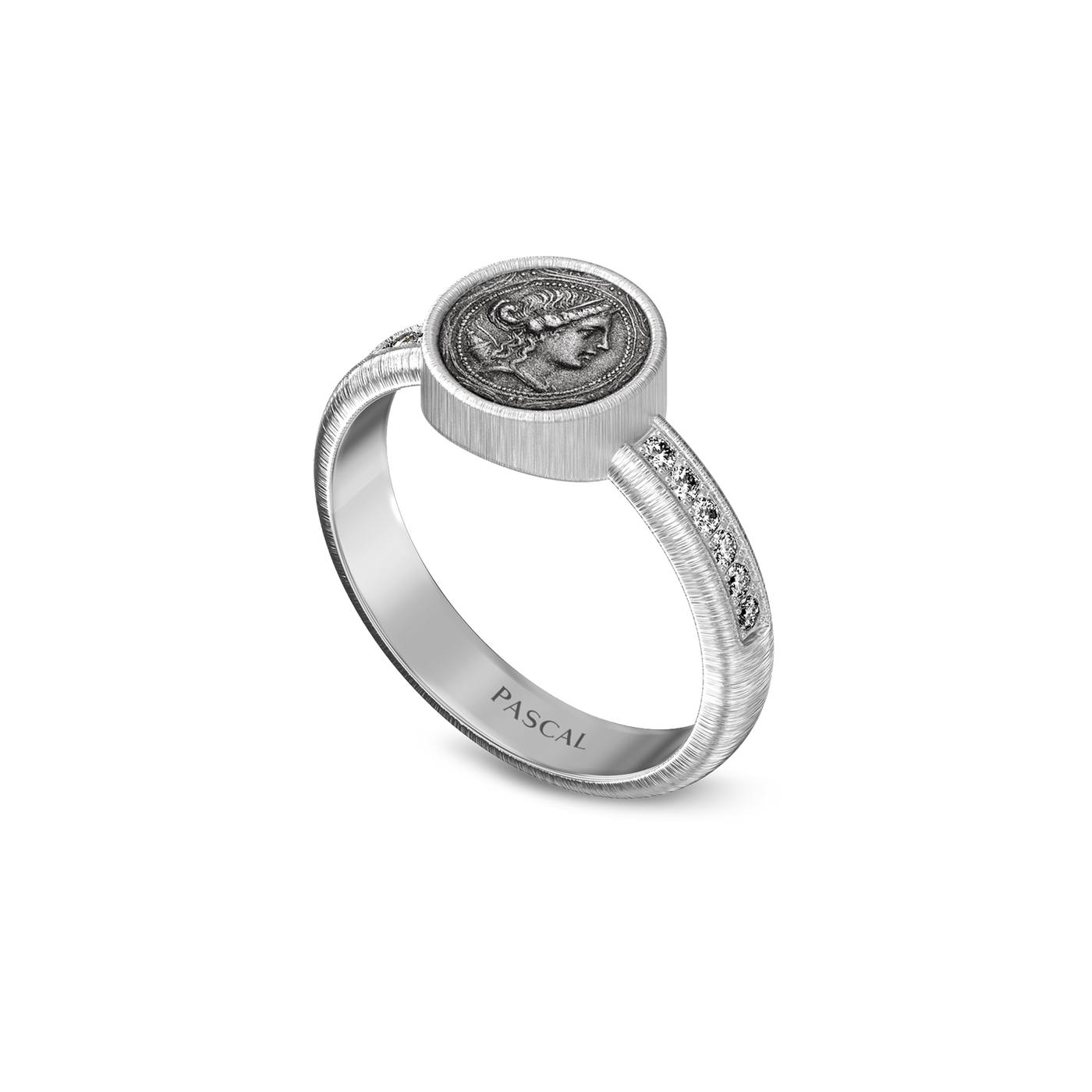 Anillo de dedo meñique 'The Great Civitas' Artemis Coin, diamante blanco