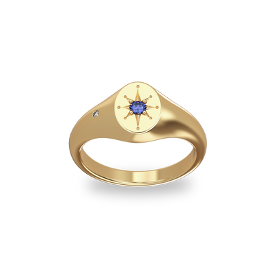 North Star Birthstone Signet Ring