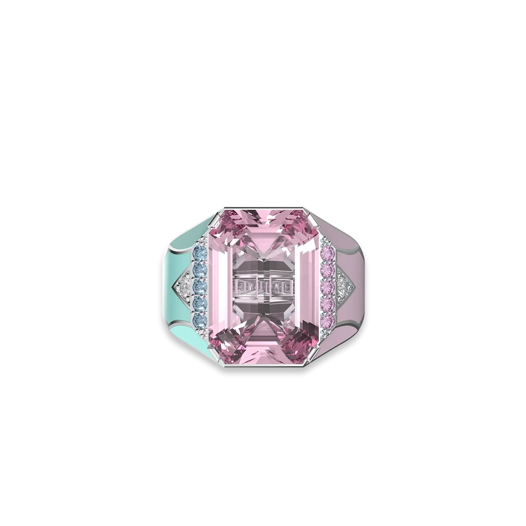 Artdeco Prism Diamond Cocktail Ring - PASCAL#color_pink-blue-double-pink-blue-double