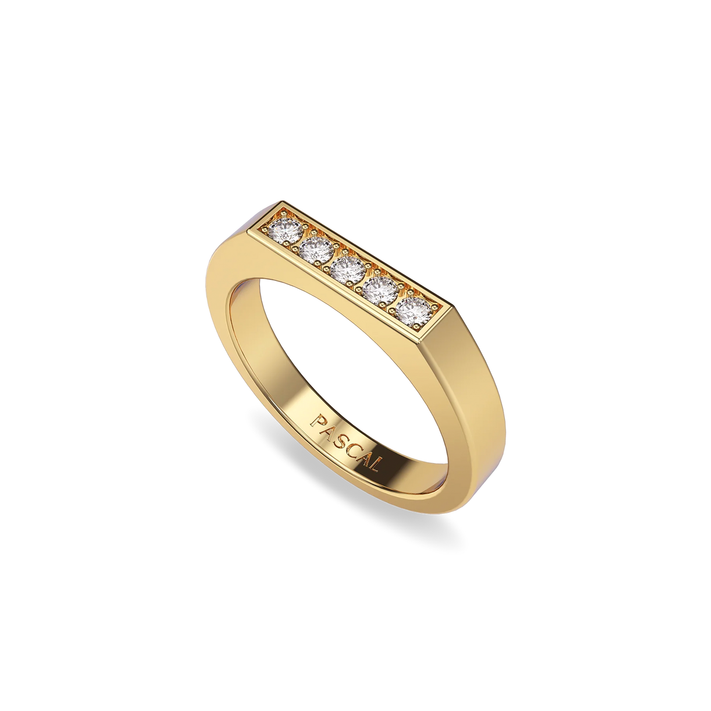 Geo Signet Pave Diamond Ring