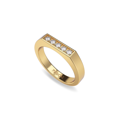 Geo Signet Pave Diamond Ring