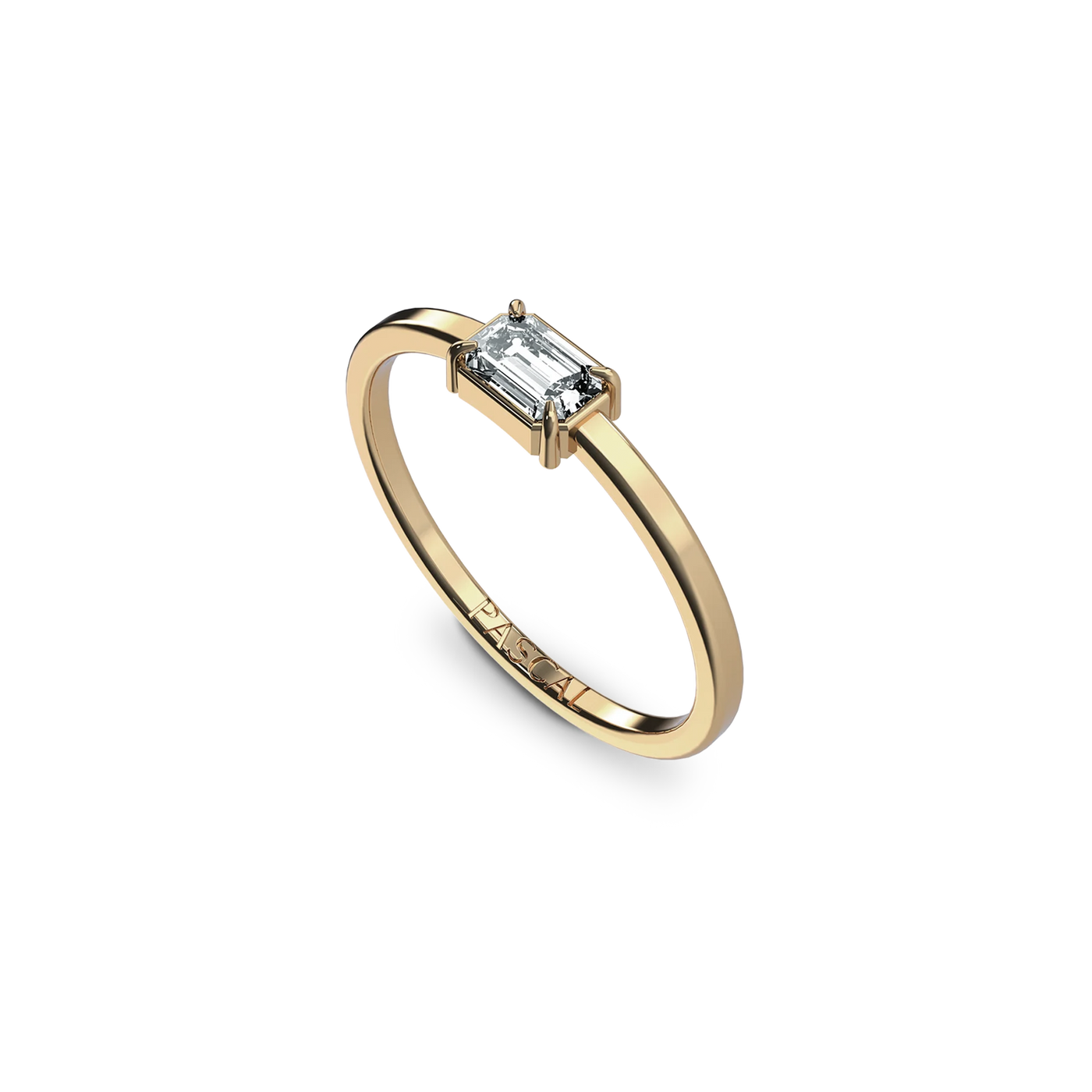 Solitaire Emerald Cut Diamond Ring