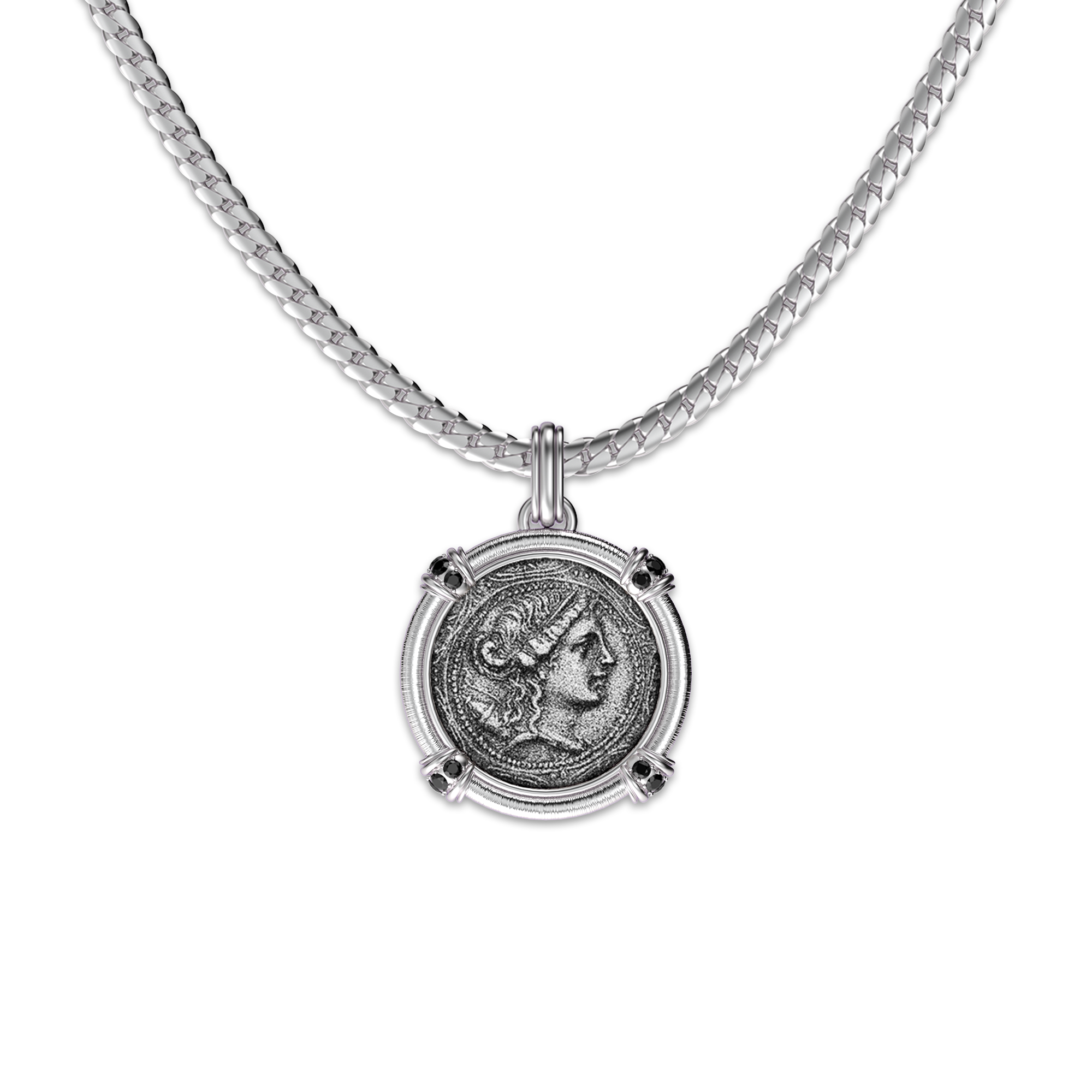 The Great Civitas Artemis Coin Pendant, Black Diamond - PASCAL