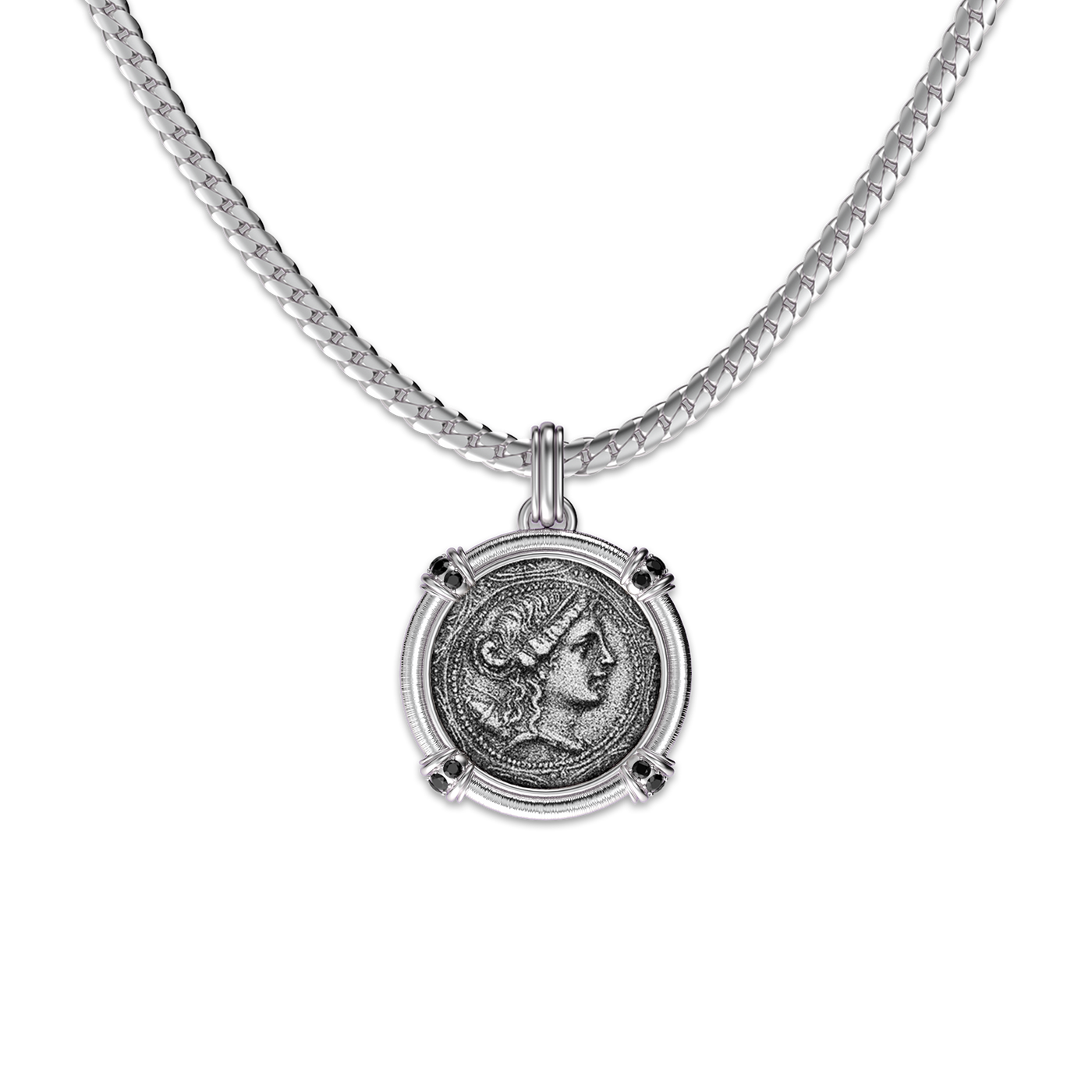 The Great Civitas Artemis Coin Pendant, Black Diamond - PASCAL