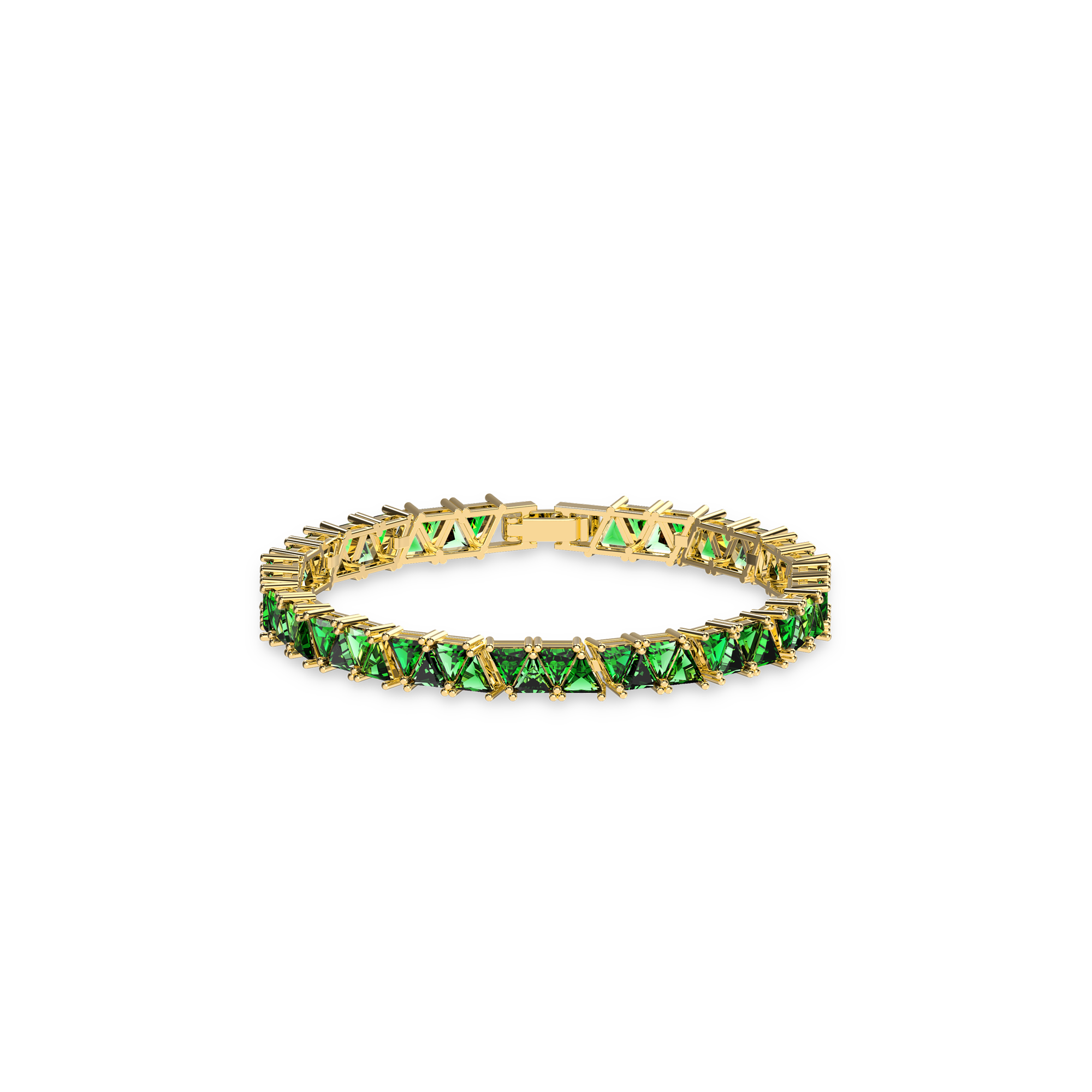 Trigon Gemstone Tennis Bracelet- PASCAL#color_18k-yellow-gold-plated-green-gemstone