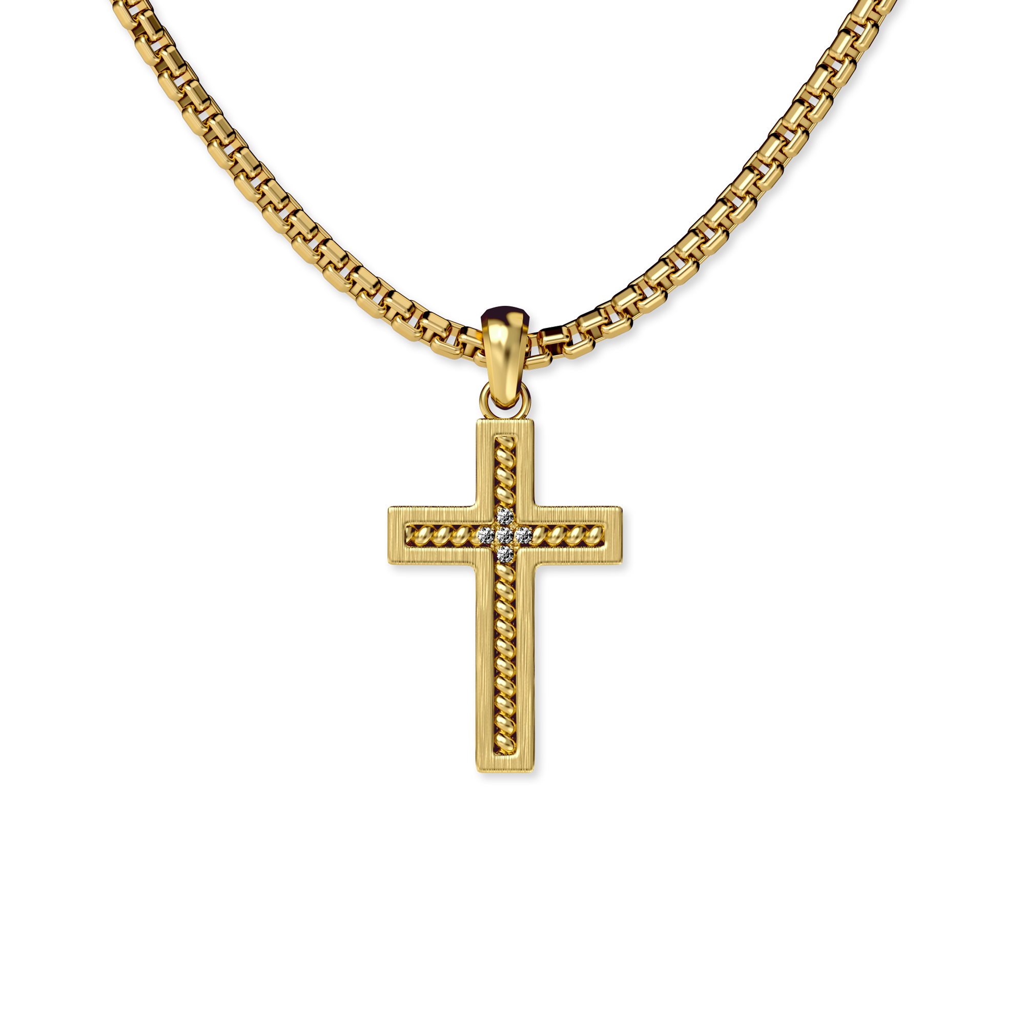 Cable Cross Pendant, White Diamond - PASCAL