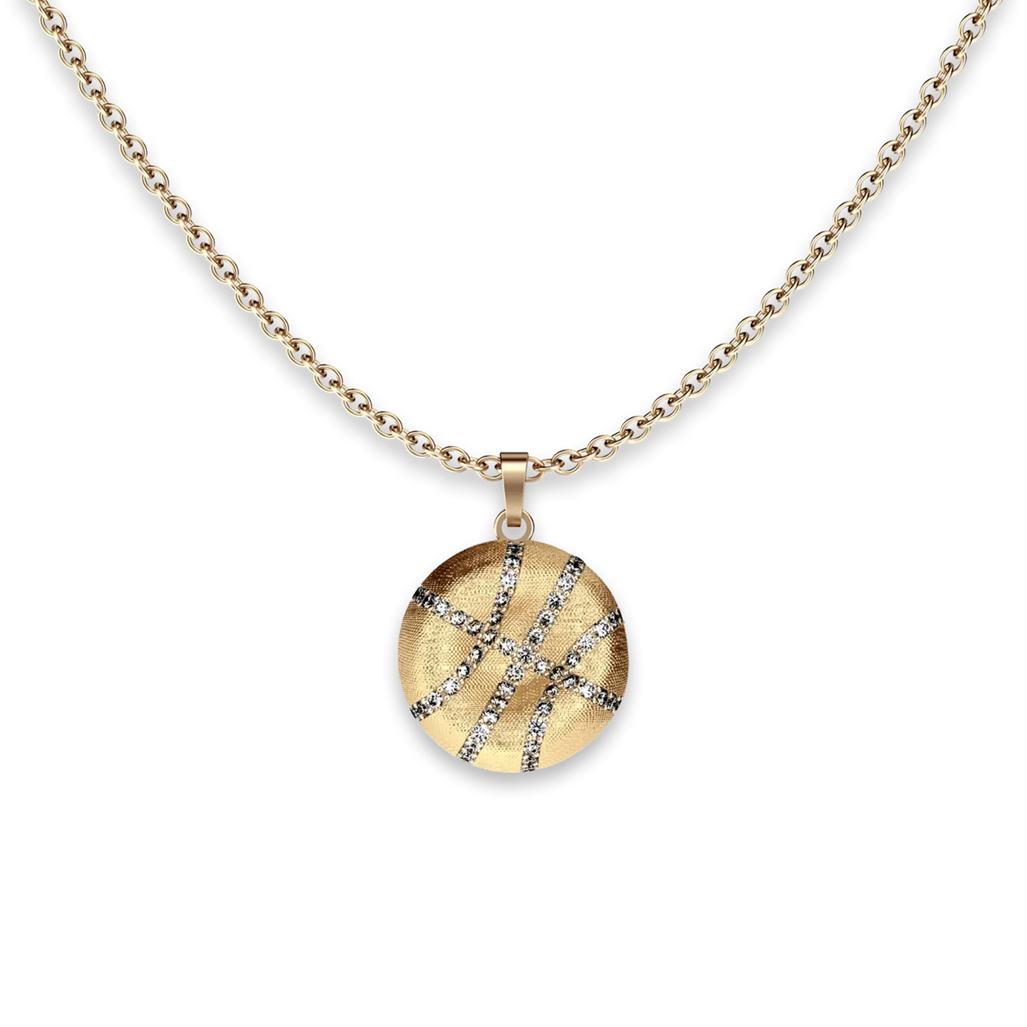 The Basketball Crooked Ball Pendant, White Diamond Pavé - PASCAL