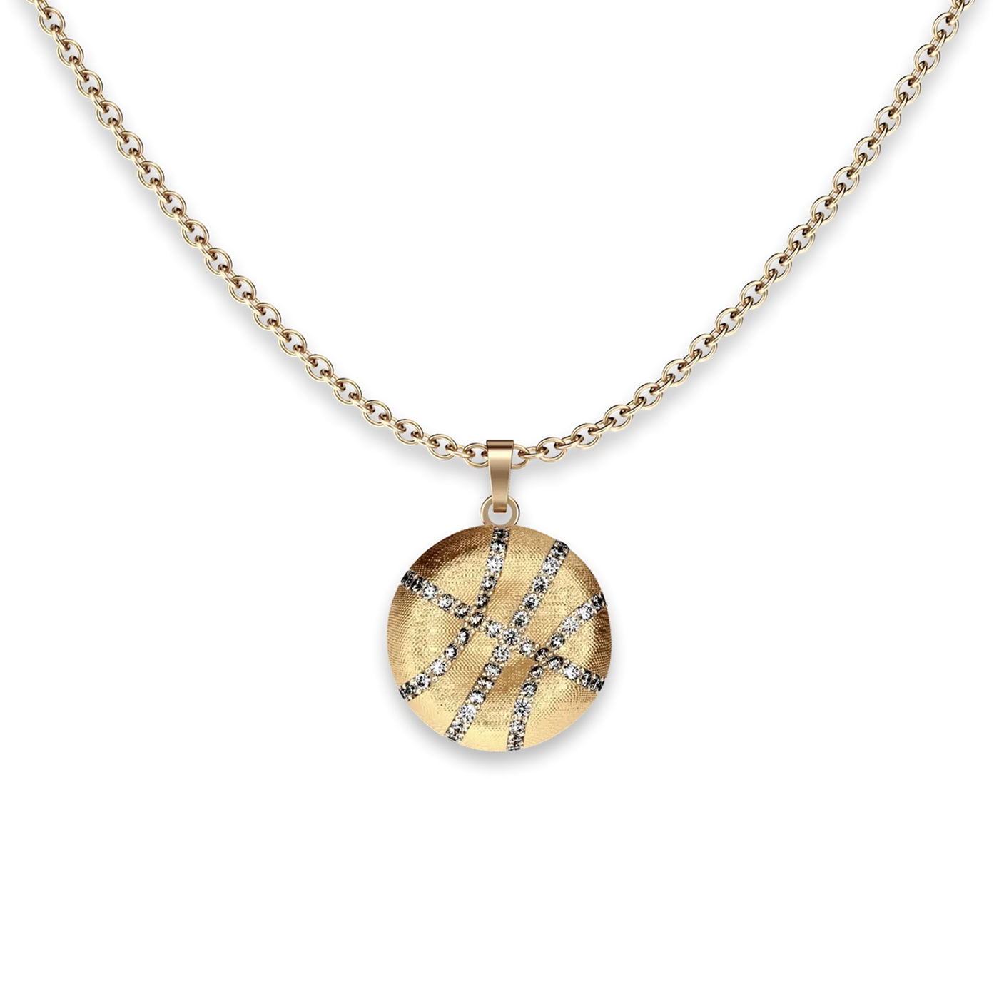 The Basketball Crooked Ball Pendant, White Diamond Pavé - PASCAL