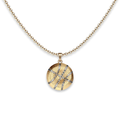 The Basketball Crooked Ball Pendant, White Diamond Pavé - PASCAL