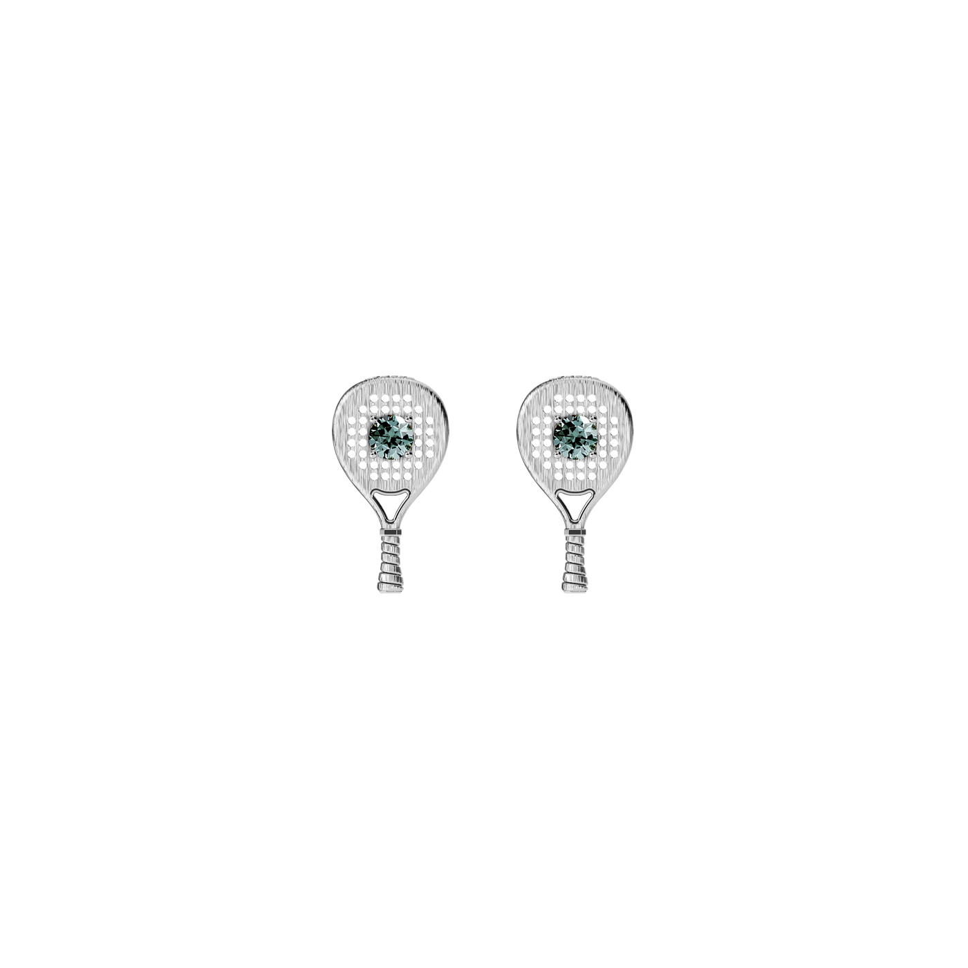 Boucles d'oreilles clous "The Padel" raquette, diamant vert
