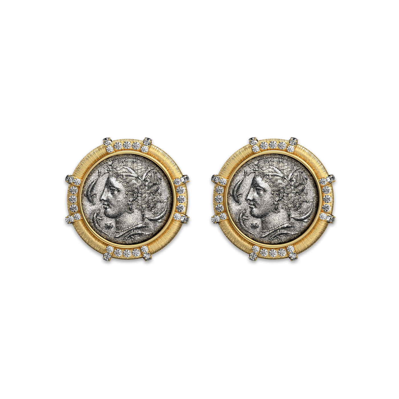 Orecchini con monete 'The Great Civitas' Arethusa, diamante bianco