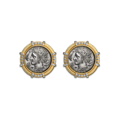 Orecchini con monete 'The Great Civitas' Arethusa, diamante bianco