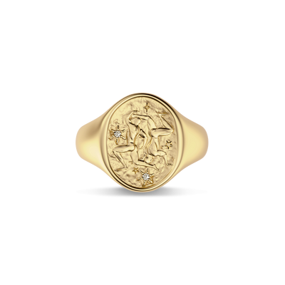 'Zodiac' Diamond Signet Ring, Gemini