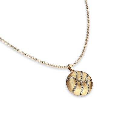 'The Basketball' Crooked Ball Pendant, White Diamond Pavé